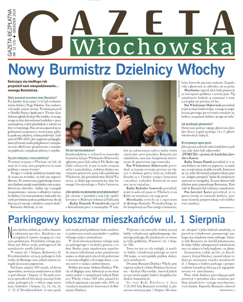 Tytułowa 824x1024 - Gazeta Włochowska grudzień 2019